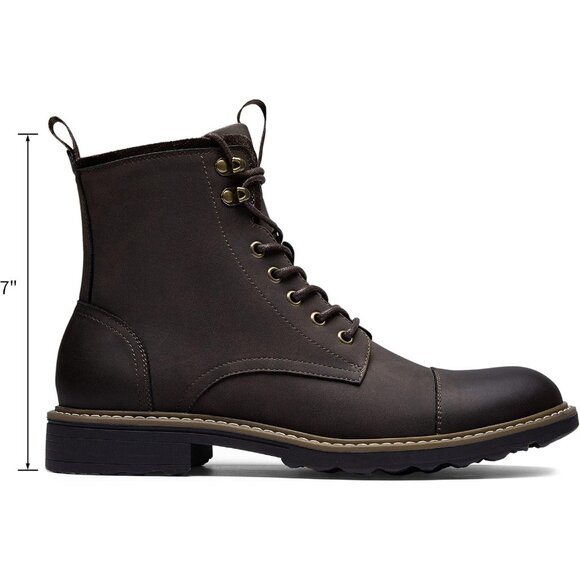 ⚡Men's Dark Brown Lace Up Casual Leather Boots Zipper Fashion Chukka Boot - Picture 4 of 9